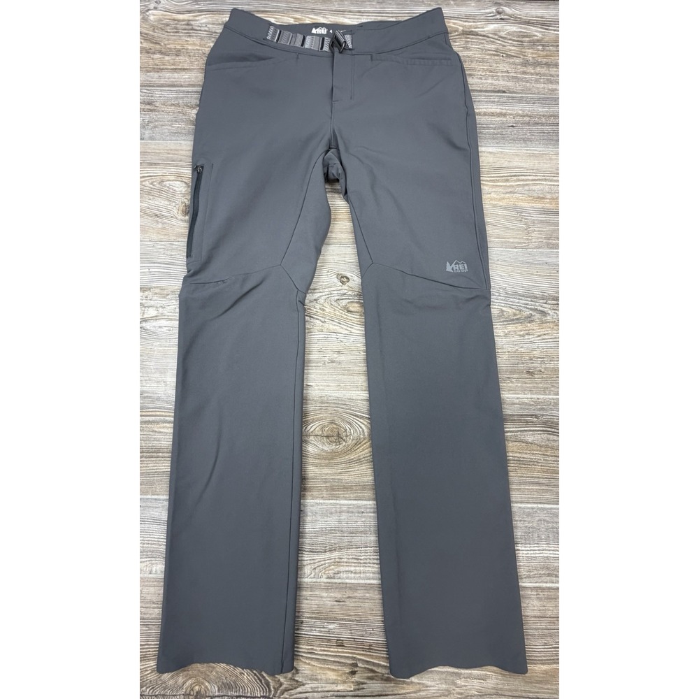 REI Women's 4P (Petite) 30x31 Grey Hiking Pants Semi-Fitted Nylon Blend Stretch